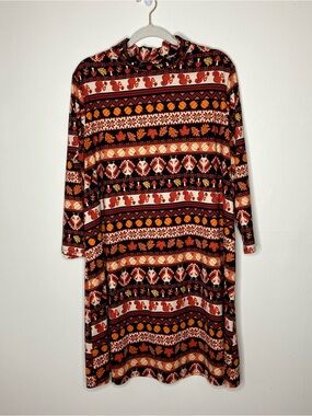 Celebrate Together fall autumn Thanksgiving fair isle print dress XXL